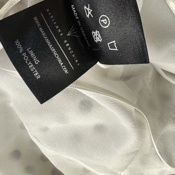 Marianna Senchina One Shoulder Polka Dot Dress XS White Pink Bow Asymmetrical - Picture 7 of 8